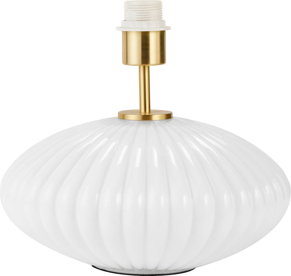 Pacific Emilia White Ribbed Glass & Gold Metal Oval Table Lamp 30-963-BO