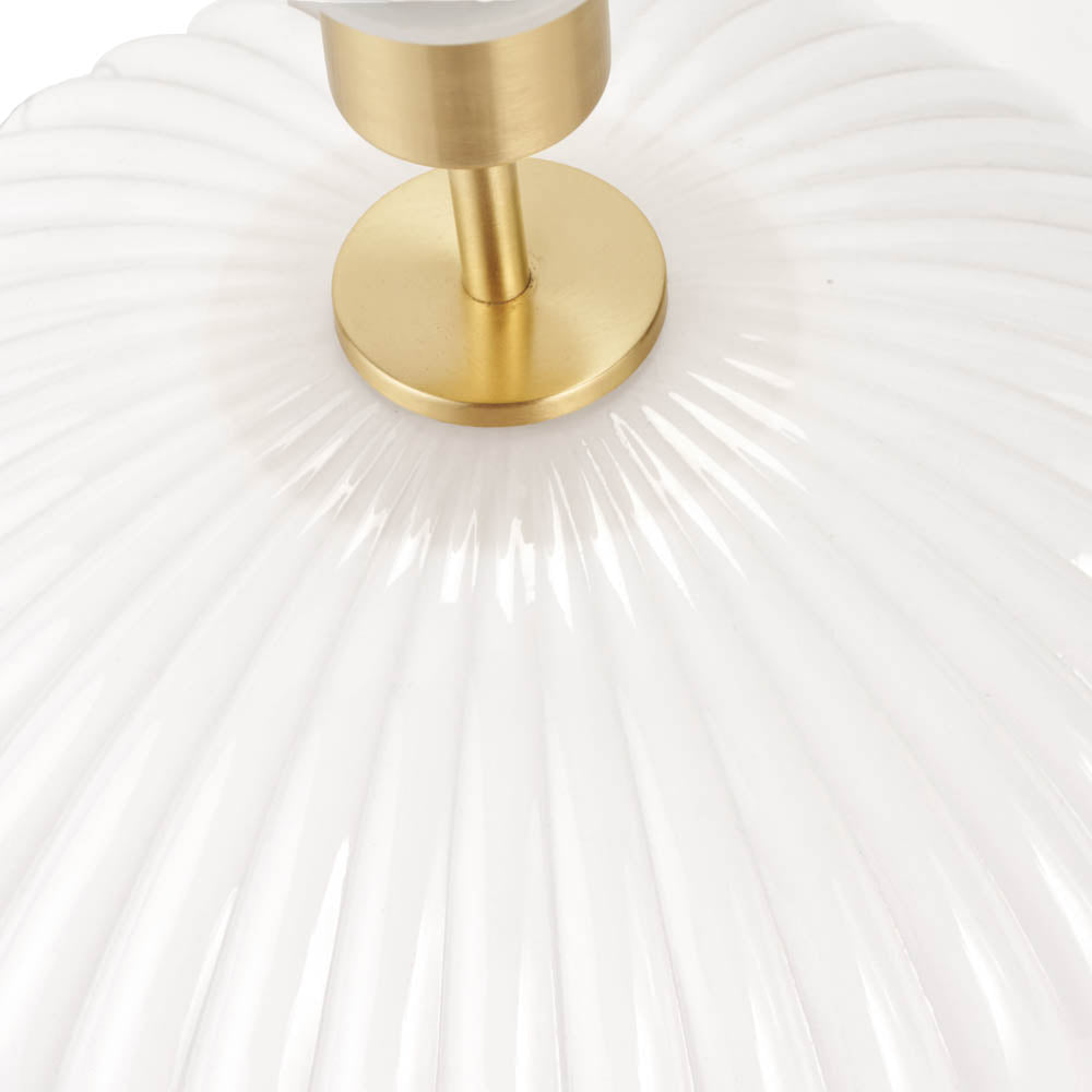 Pacific Emilia White Ribbed Glass & Gold Metal Oval Table Lamp 30-963-BO