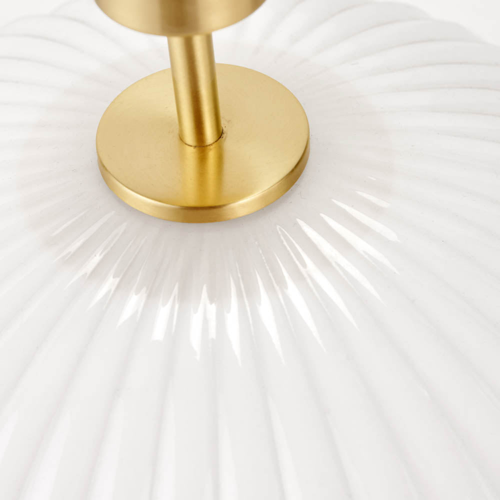 Pacific Emilia White Ribbed Glass & Gold Metal Oval Table Lamp 30-963-BO