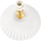 Pacific Emilia White Ribbed Glass & Gold Metal Oval Table Lamp 30-963-BO