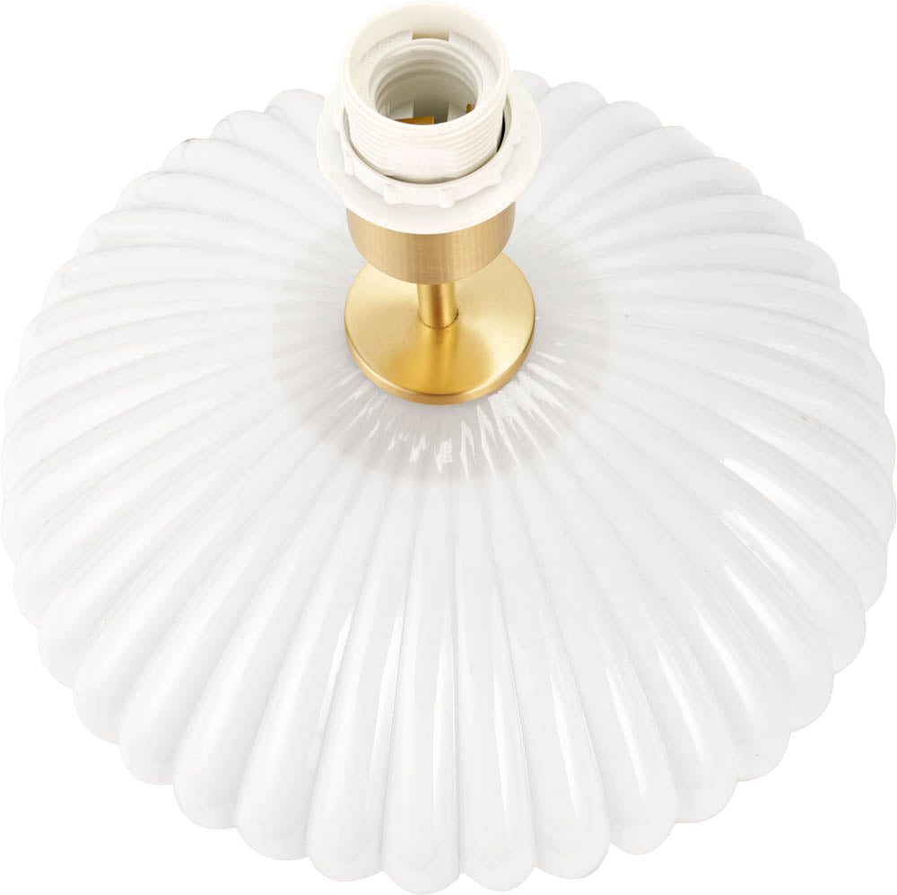 Pacific Emilia White Ribbed Glass & Gold Metal Oval Table Lamp 30-963-BO