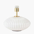 Pacific Emilia White Ribbed Glass & Gold Metal Oval Table Lamp 30-963-BO