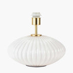 Pacific Emilia White Ribbed Glass & Gold Metal Oval Table Lamp 30-963-BO