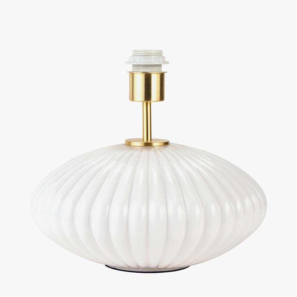 Pacific Emilia White Ribbed Glass & Gold Metal Oval Table Lamp 30-963-BO
