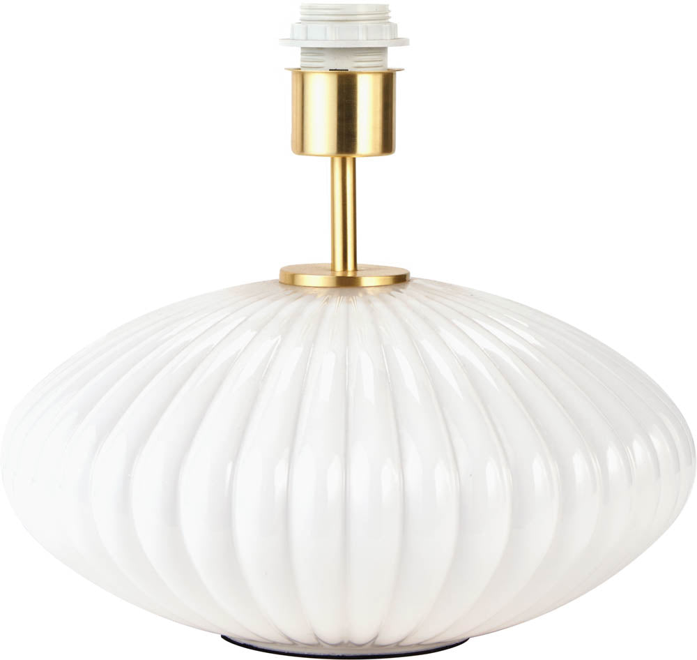 Pacific Emilia White Ribbed Glass & Gold Metal Oval Table Lamp 30-963-BO