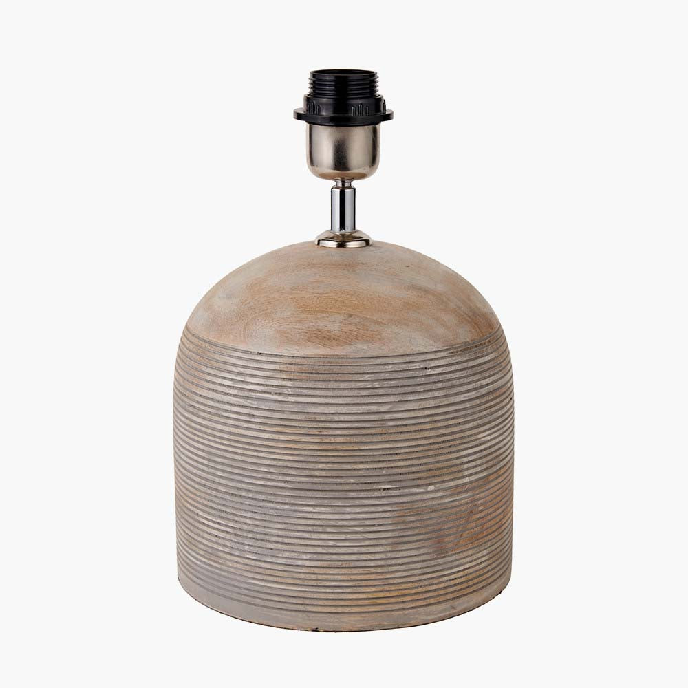 Pacific Nelu Grey Engraved Wood Dome Table Lamp 30-971-BO