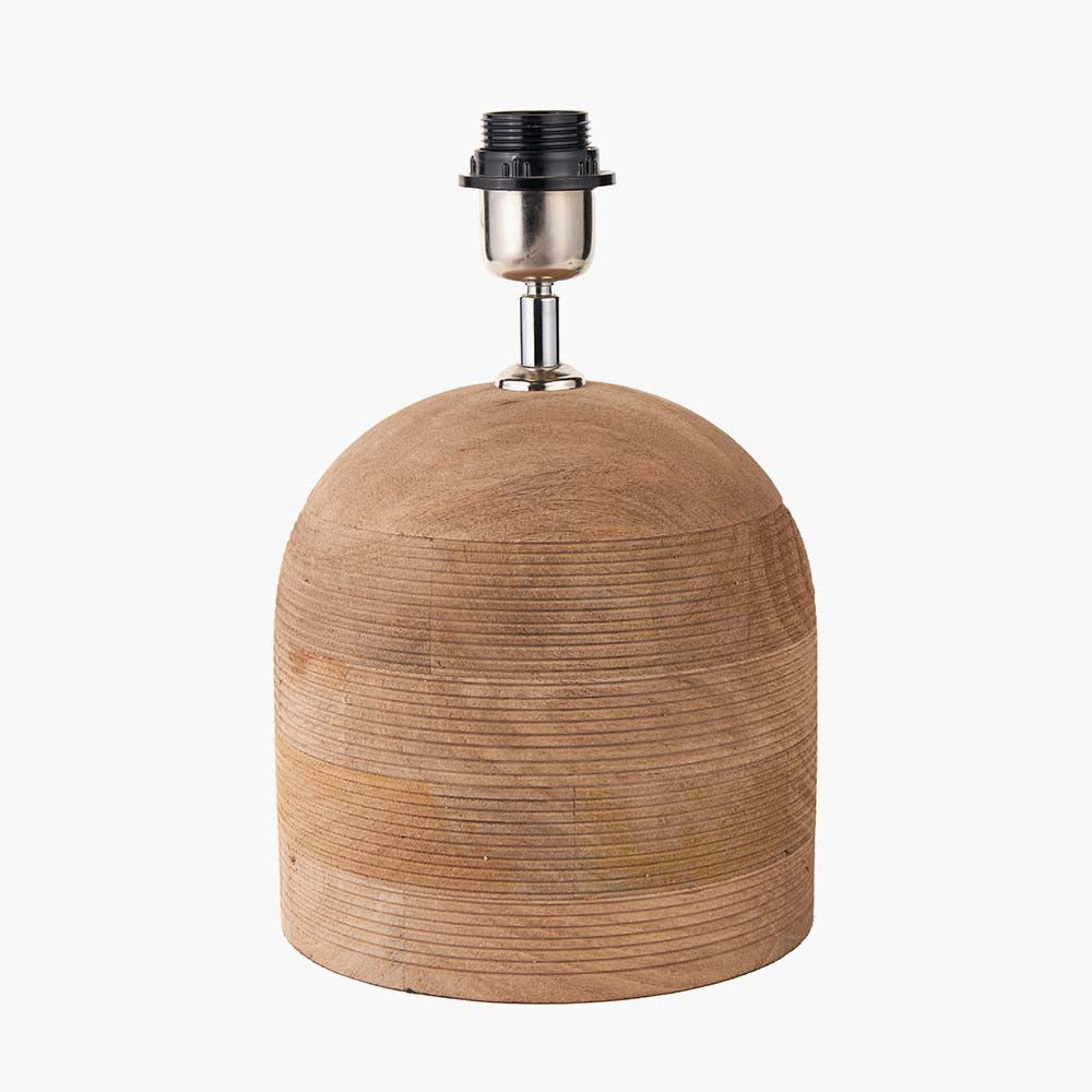 Pacific Nelu Natural Engraved Wood Dome Table Lamp 30-973-BO