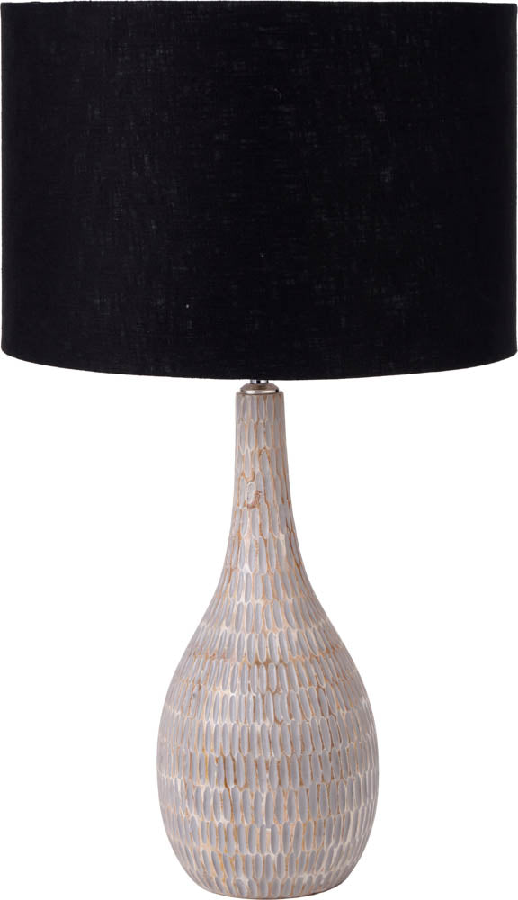 Pacific Ioan Grey Engraved Wood Bottle Table Lamp 30-974-BO