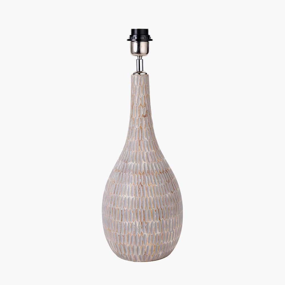 Pacific Ioan Grey Engraved Wood Bottle Table Lamp 30-974-BO