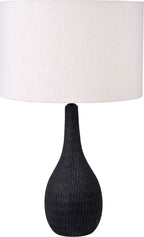 Pacific Ioan Black Engraved Wood Bottle Table Lamp 30-975-BO
