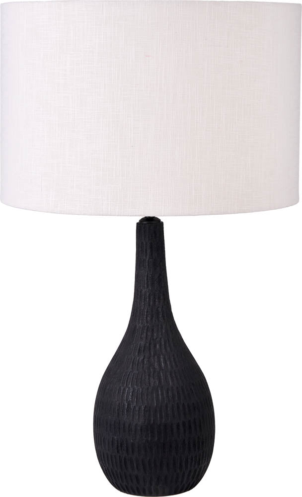 Pacific Ioan Black Engraved Wood Bottle Table Lamp 30-975-BO