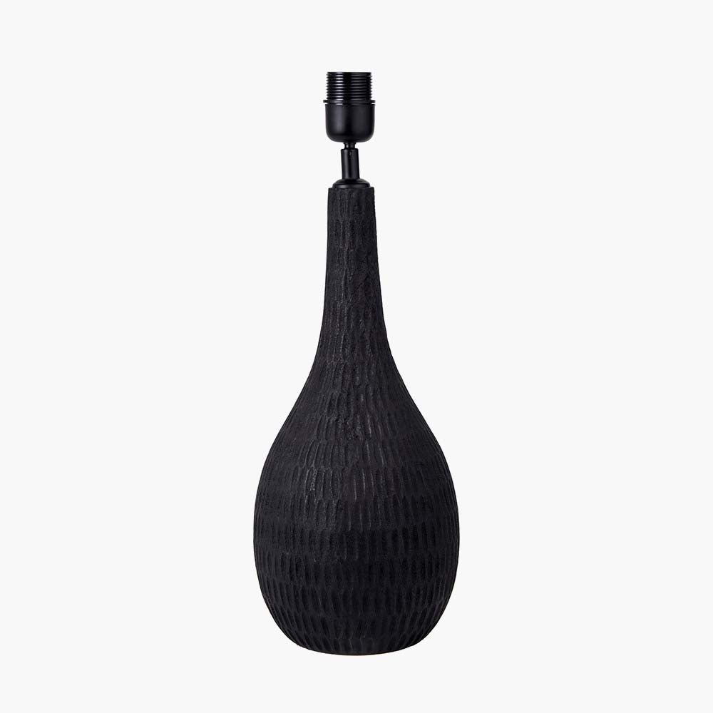 Pacific Ioan Black Engraved Wood Bottle Table Lamp 30-975-BO