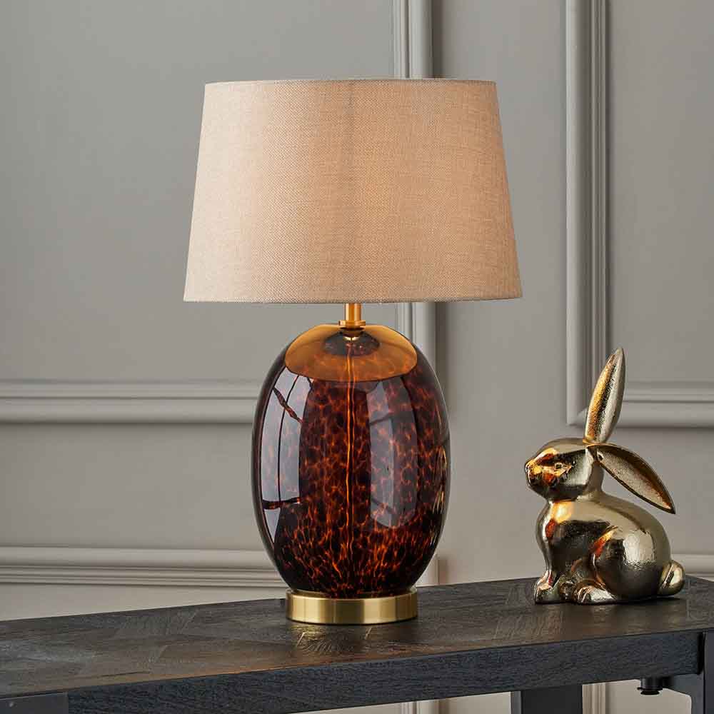 Pacific Lucien Tortoiseshell Glass Tall Table Lamp 30-998-C