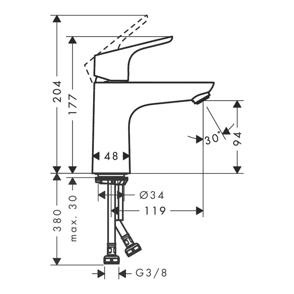 Hansgrohe Focus Single lever basin mixer 100 without waste set