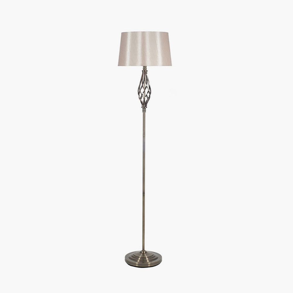 Pacific Jenna Antique Brass Metal Twist Detail Floor Lamp 32-040-C