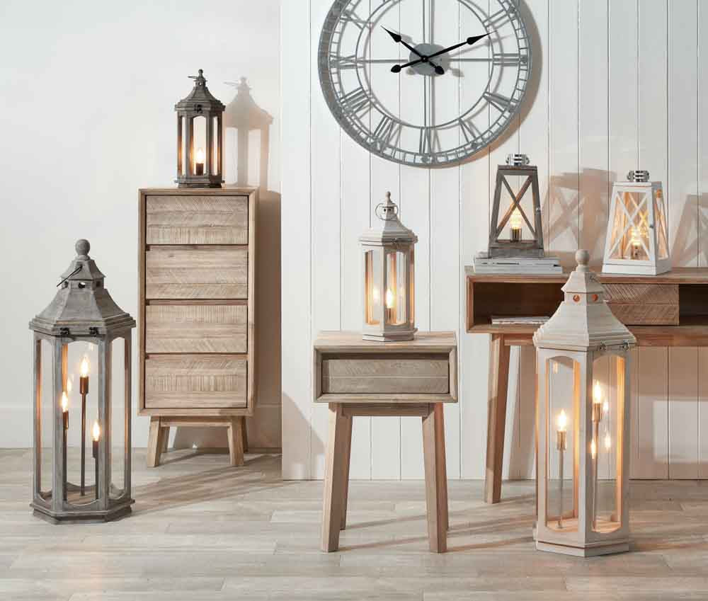 Pacific Adaline Antique Grey Wood Lantern Floor Lamp 32-075-C