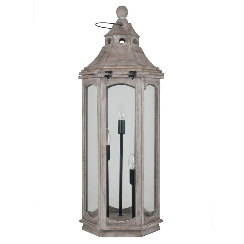 Pacific Adaline Antique Grey Wood Lantern Floor Lamp 32-075-C