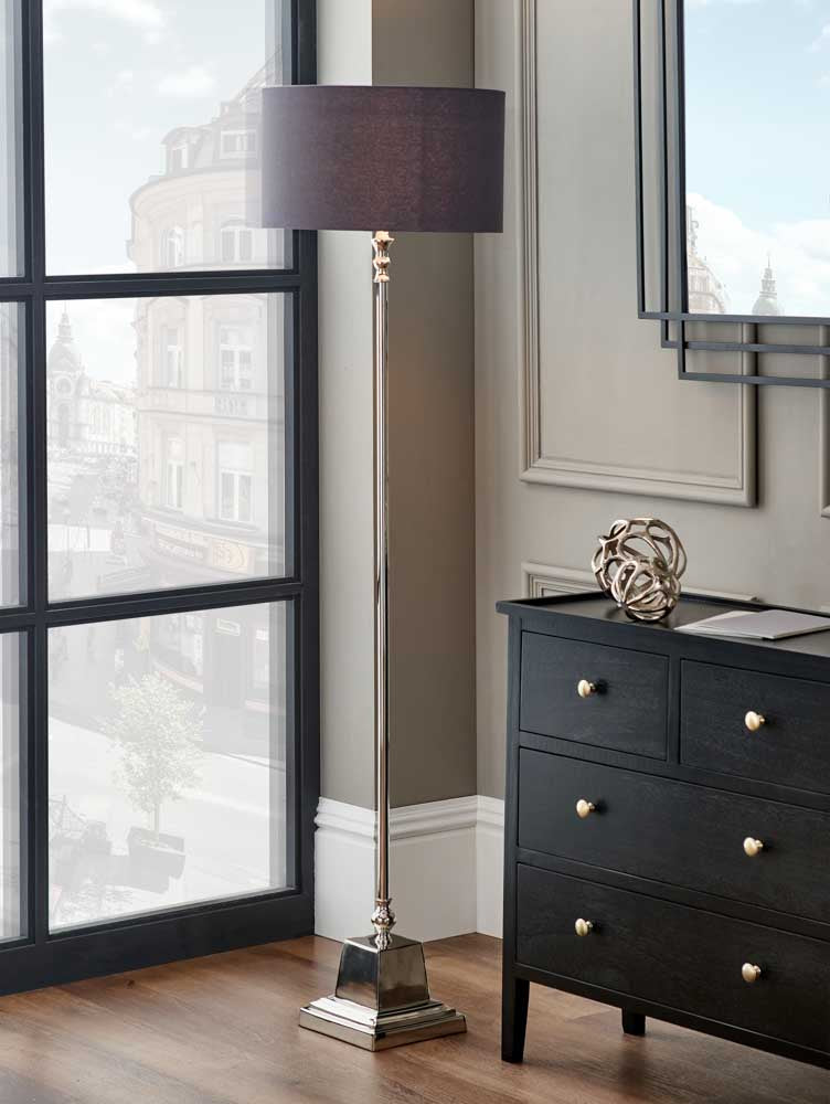 Pacific Claudius Nickel Metal Stick Floor Lamp 32-170-BO