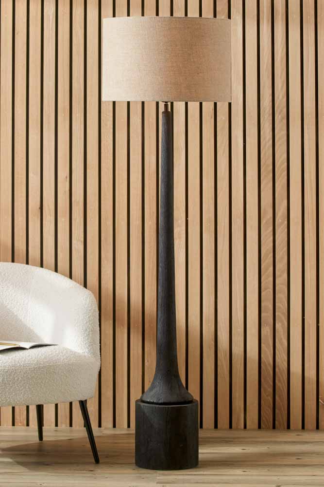 Pacific Marin Black Wood Tall Neck Floor Lamp 32-175-BO