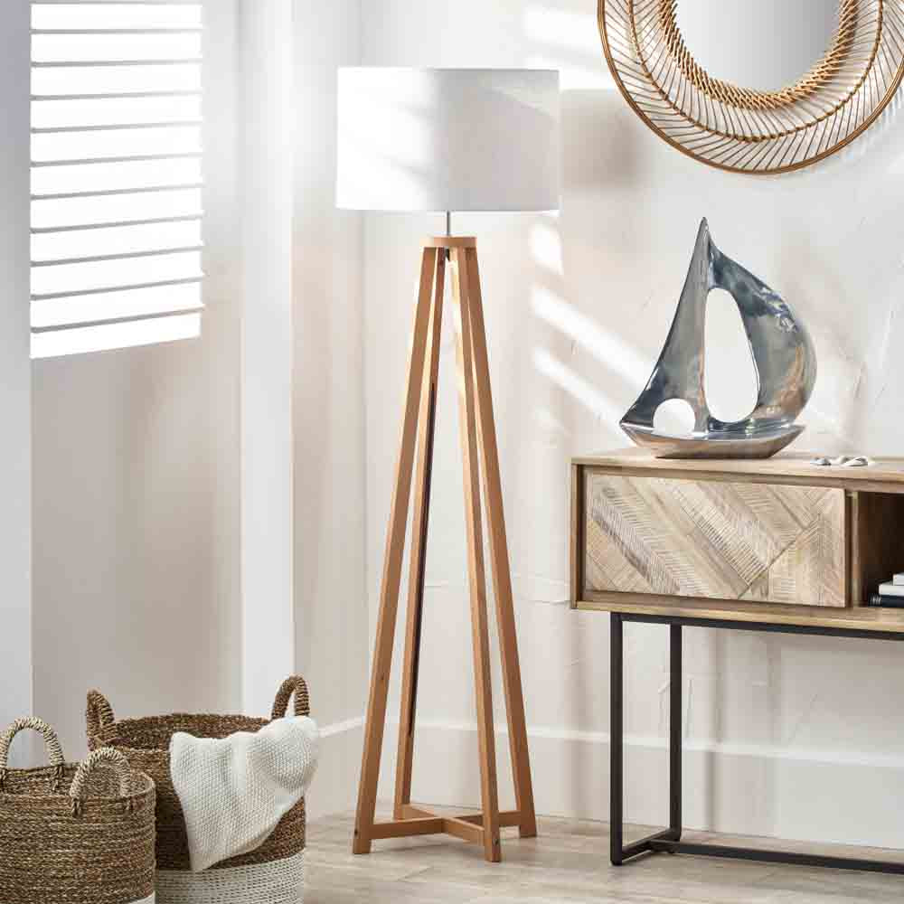 Pacific Whitby Natural Wood Tapered 4 Post Floor Lamp 32-181-BO