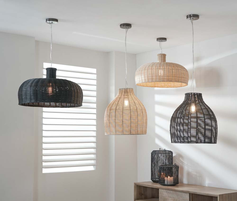 Pacific Caswell Natural Rattan Dome Pendant 33-074
