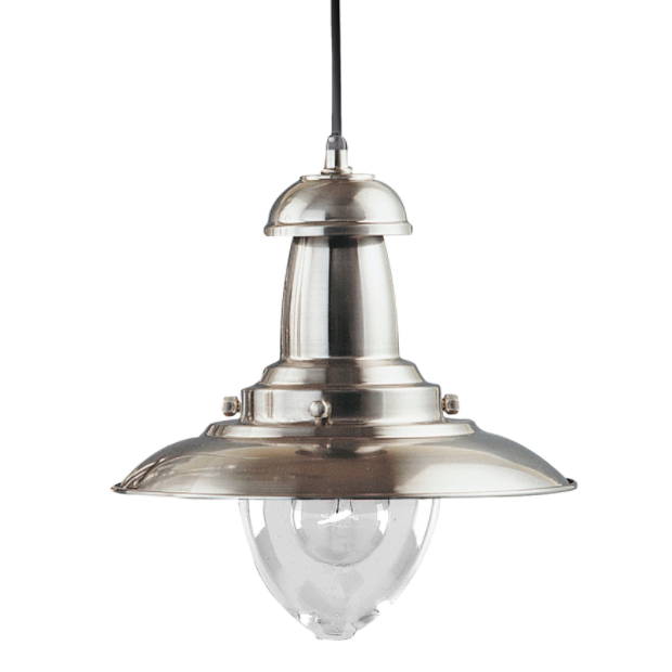 Hooded Dome Satin Silver Ceiling Pendant