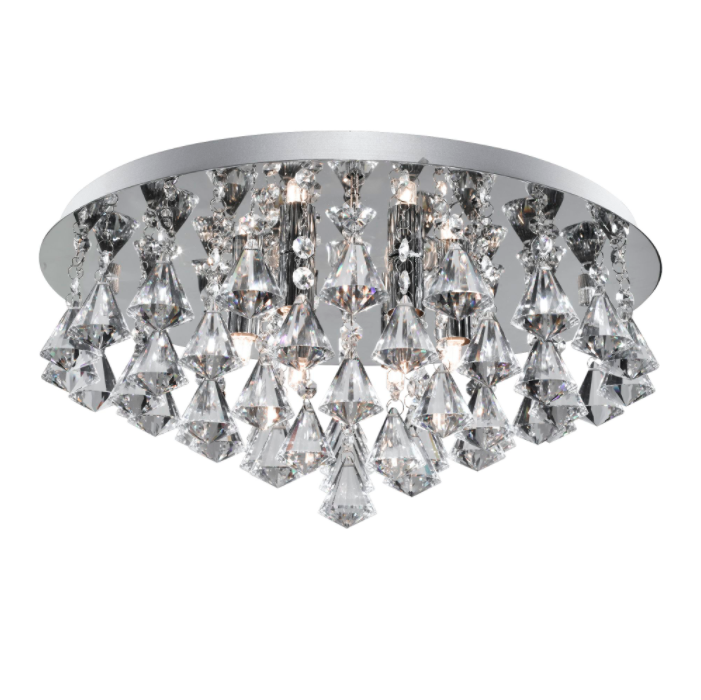Chrome and Crystal 6 Light Semi-Flush Ceiling Light