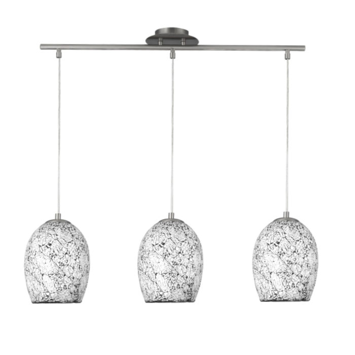 Broken Glass Effect White 3 Light Pendant