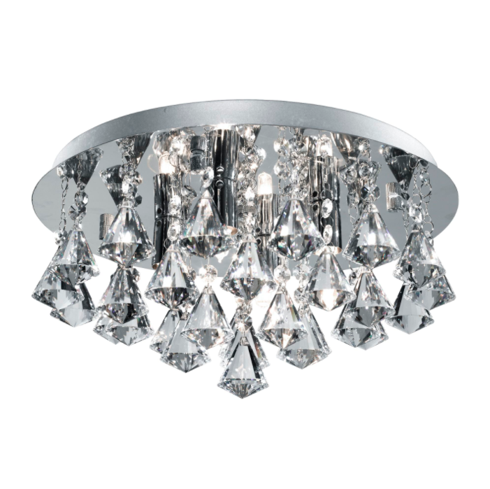 Chrome and Crystal 4 Light Semi-Flush Fitting