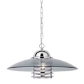 Chrome Pendant Light with Smoked Glass Shade