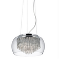 Curved Clear Glass Pendant With Aluminium Spirals