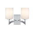 Chrome 2 Light Wall Bracket with Opal Glass Shade s