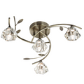 Antique Brass Leaf and Glass 4 Light Semi-Flush Fitting
