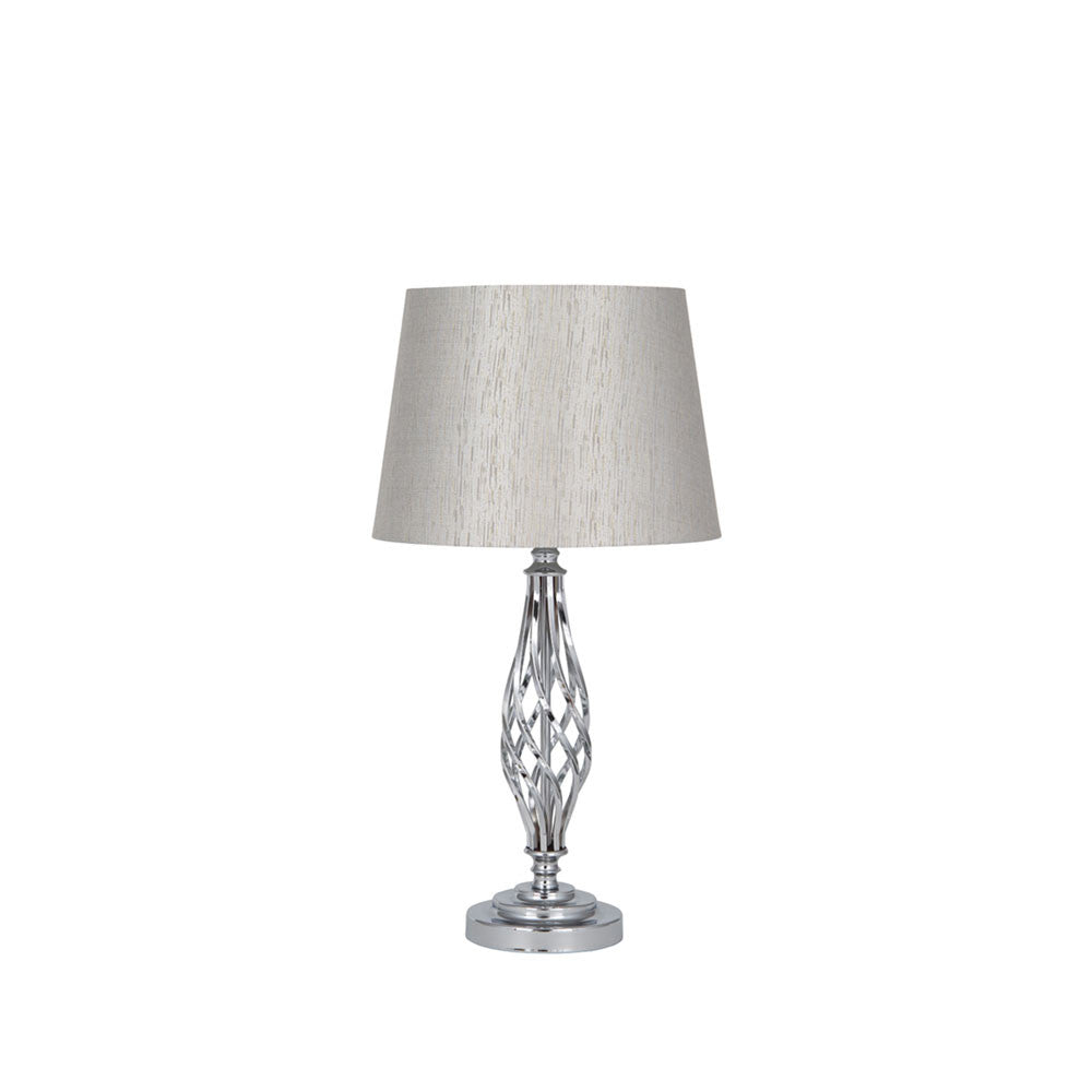 Jenna Silver Metal Twist Detail Table Lamp with Shade