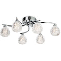 Maple 6 Light Semi-Flush Glass and Chrome Ceiling Fitting