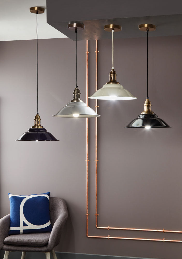 Pacific Macchiato Grey and Silver Metal Cafe Pendant 35-101