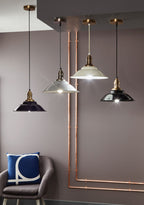 Pacific Macchiato Grey and Silver Metal Cafe Pendant 35-101