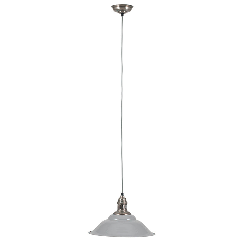 Pacific Macchiato Grey and Silver Metal Cafe Pendant 35-101
