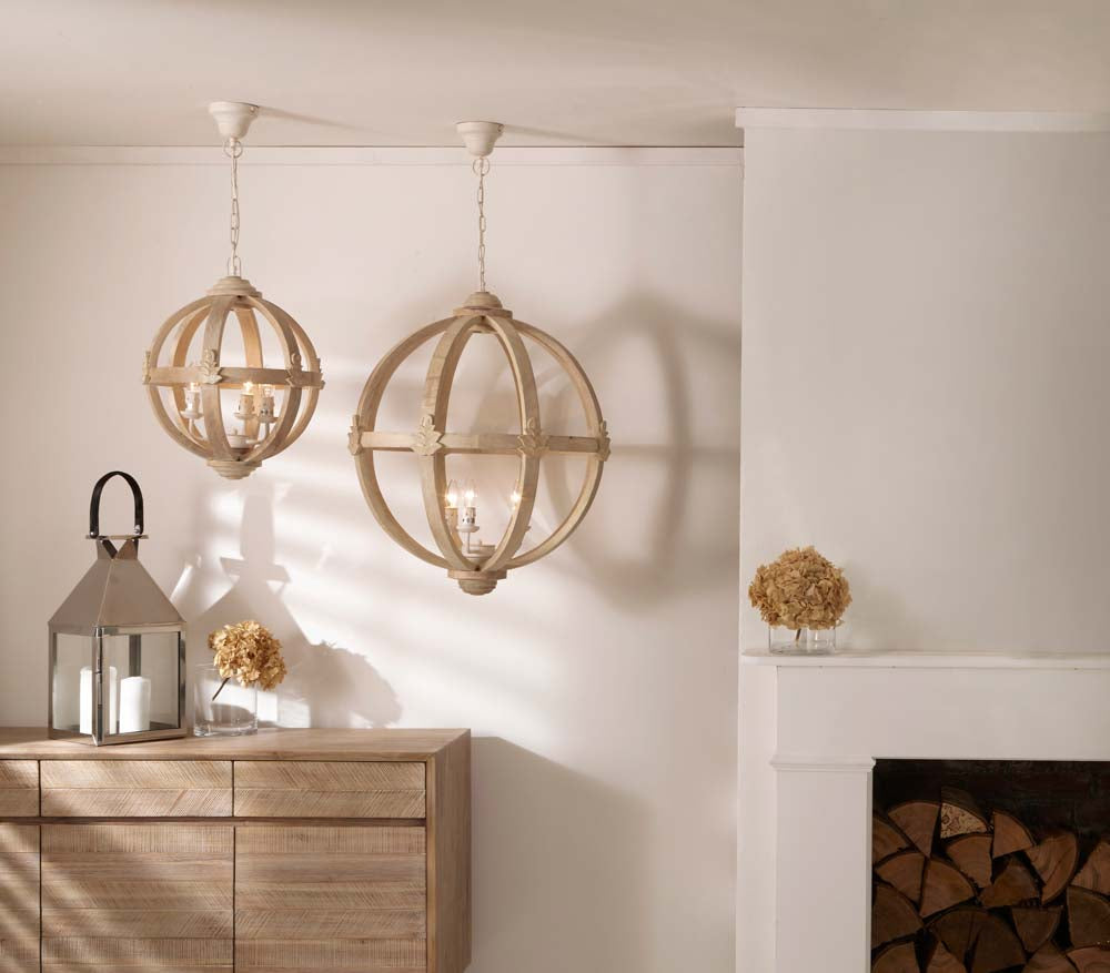Pacific Javier Small Round Wooden Electrified Pendant 35-116