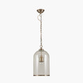 Pacific Cloche Clear Glass and Antique Brass Pendant 35-123