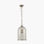 Pacific Cloche Clear Glass and Antique Brass Pendant 35-123