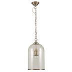 Pacific Cloche Clear Glass and Antique Brass Pendant 35-123