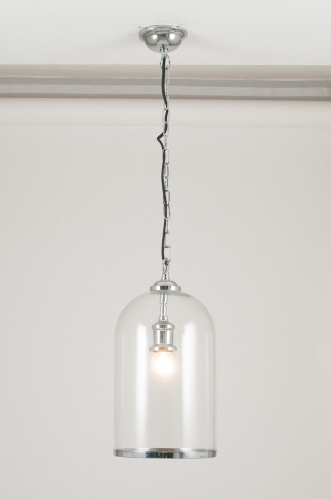 Pacific Cloche Clear Glass and Silver Pendant 35-124