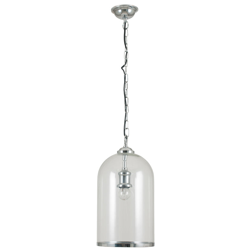 Pacific Cloche Clear Glass and Silver Pendant 35-124