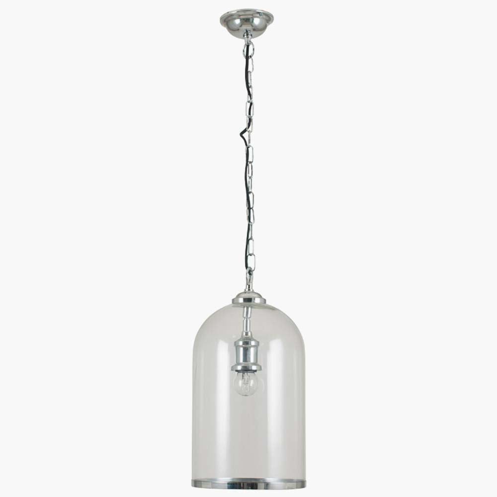 Pacific Cloche Clear Glass and Silver Pendant 35-124
