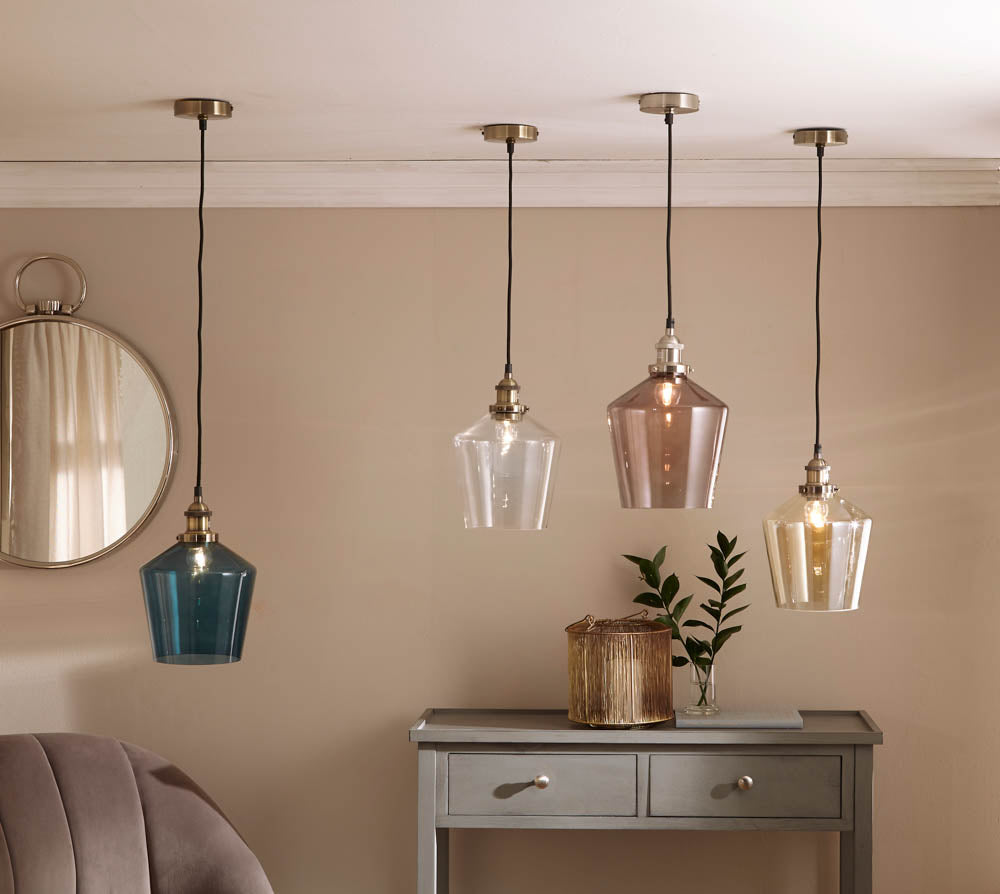 Pacific Emmanuelle Antique Brass Metal and Clear Glass Pendant 35-125