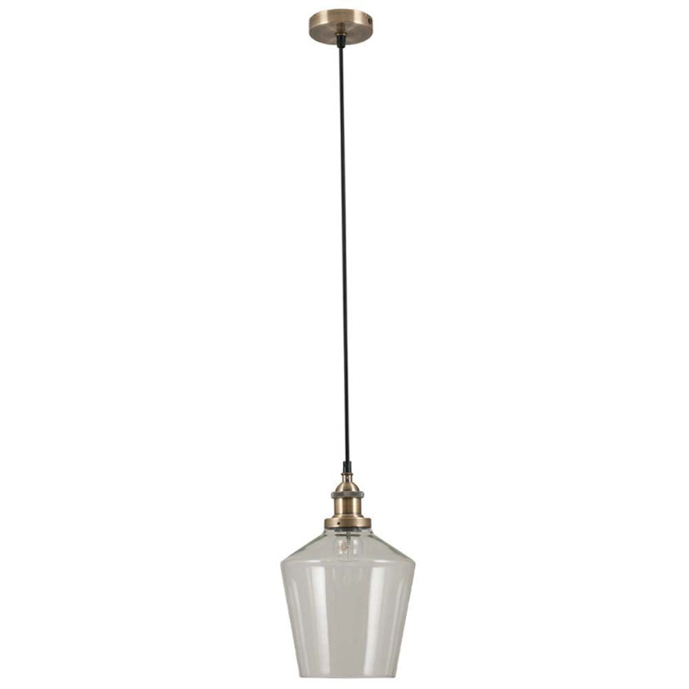 Pacific Emmanuelle Antique Brass Metal and Clear Glass Pendant 35-125