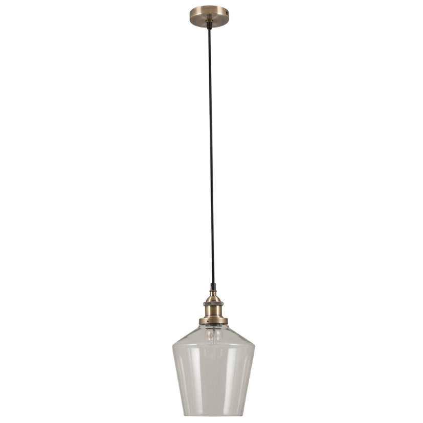 Pacific Emmanuelle Antique Brass Metal and Clear Glass Pendant 35-125