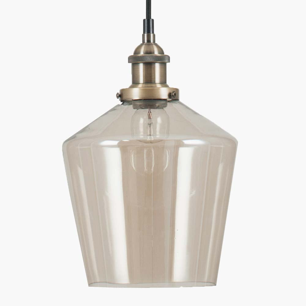 Pacific Emmanuelle Antique Brass Metal and Lustre Glass Pendant 35-126