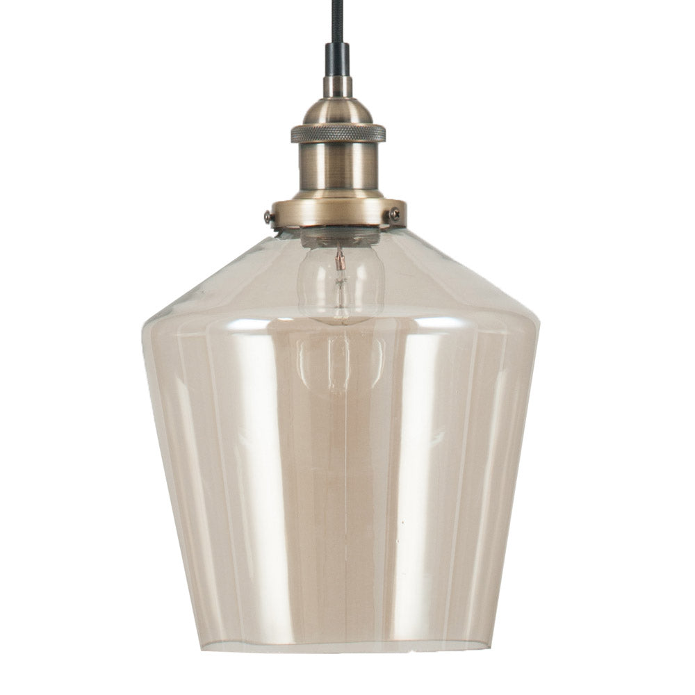 Pacific Emmanuelle Antique Brass Metal and Lustre Glass Pendant 35-126